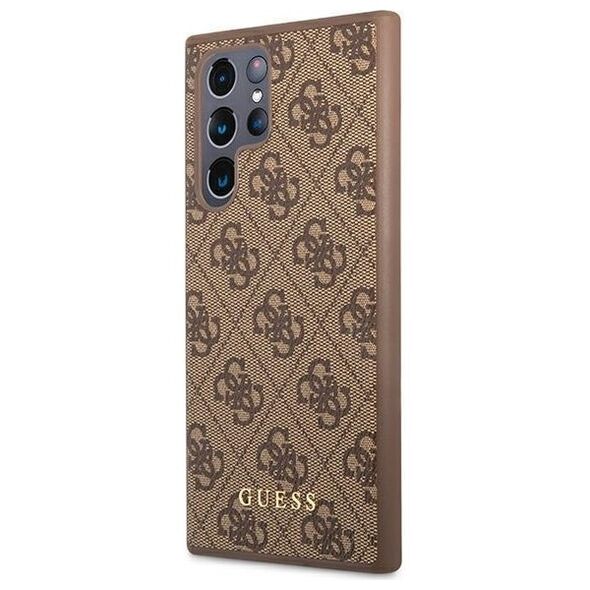 Guess case for Samsung Galaxy S22 Ultra GUHCS22LG4GFBR brown hard case 4G Metal Gold Logo 3666339042738