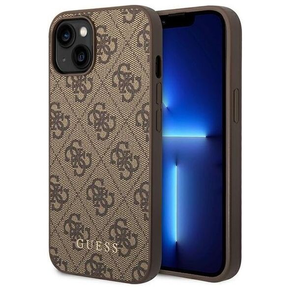 Guess case for iPhone 14 6,1&quot; GUHCP14SG4GFBR brown Basic PC/TPU 4G PU case Gold Logo 3666339094072