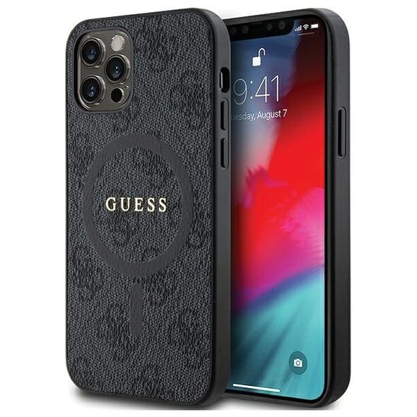 Guess case for iPhone 12 / 12 Pro 6,1&quot; GUHMP12MG4GFRK black HC MAGSAFE PU 4G RING CLASSIC LOGO 3666339226237