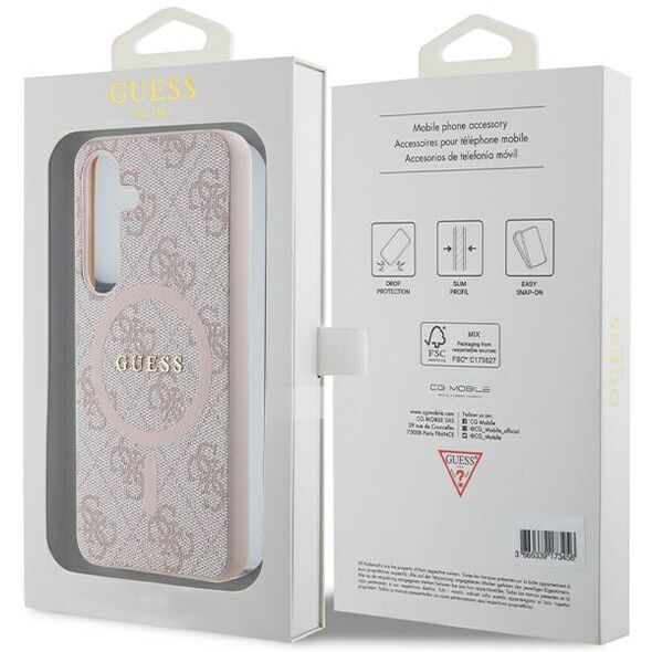 Guess case for Samsung Galaxy S24 GUHMS24SG4GFRP pink HC MAGSAFE PU 4G RING CLASSIC LOGO 3666339241513