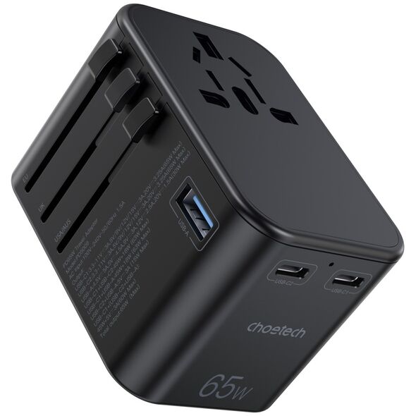 Choetech gaN 2 x USB Type C / USB 65W Power Delivery Fast Charger Black (PD5009-BK) 6932112102027