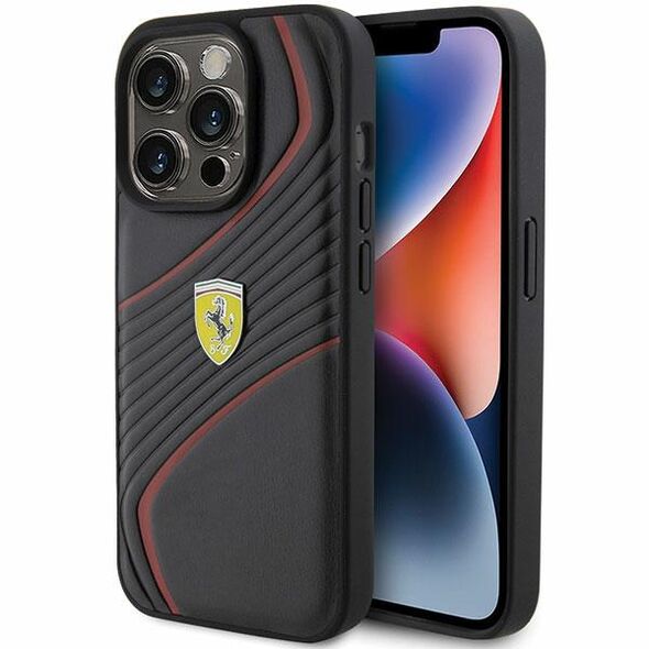 Ferrari Twist Metal Logo case for iPhone 15 Pro - black 3666339171018