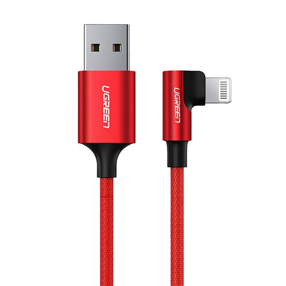 Ugreen US299 60555 angled Lightning / USB-A MFi cable 2.4A 1m - red 6957303865550