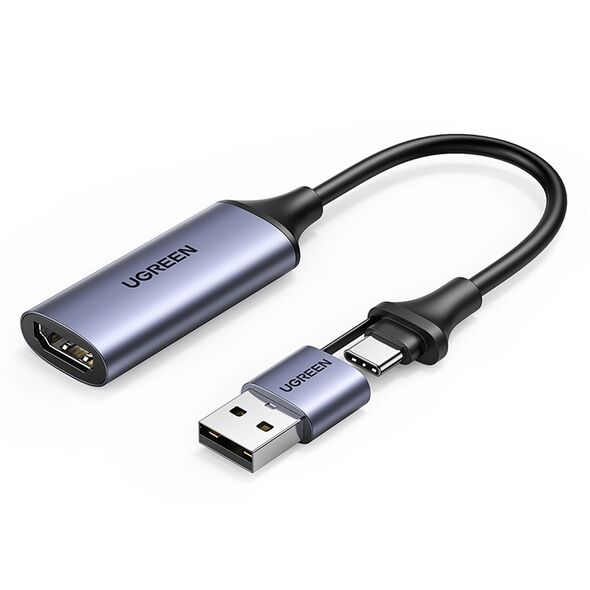 Ugreen CM489 40189 HDMI Adapter (Female) - USB-A / USB-C (Male) - Gray 6957303841899