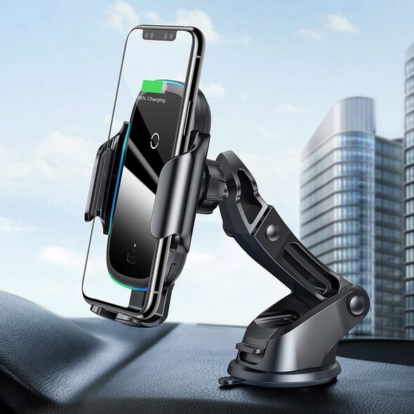 Baseus Baseus - Car Holder with Wireless Charging Light (WXHW03-01) - for Dashboard, Windshield, Air Vent, 15W - Black 6953156212466 έως 12 άτοκες Δόσεις