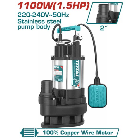 TOTAL ΥΠΟΒΡΥΧΙΑ ΑΝΤΛΙΑ ΛΥΜΑΤΩΝ ΙΝΟΧ Β.Τ 1.100W (TWP7110016) ως 12 Άτοκες Δόσεις