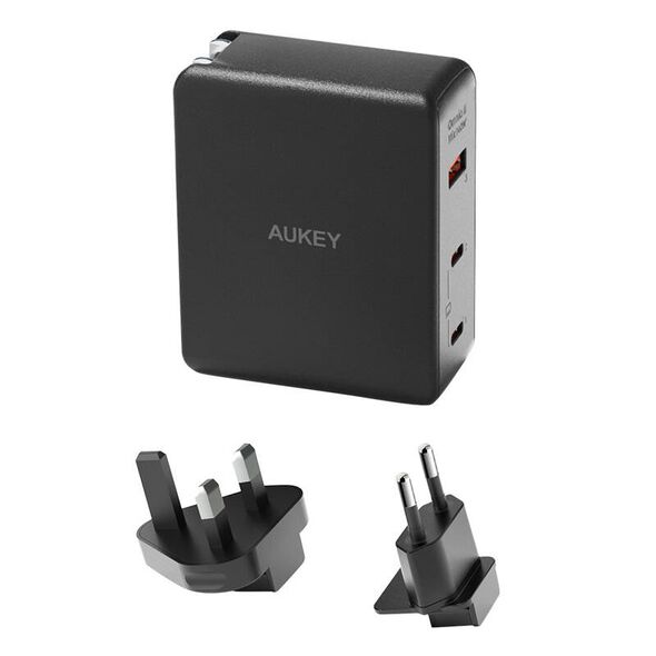 Aukey Wall charger Aukey PA-B7O, 1xUSB-A, 2xUSB-C, 140W GaN (black) 067125  PA-B7O Black έως και 12 άτοκες δόσεις 689323785650