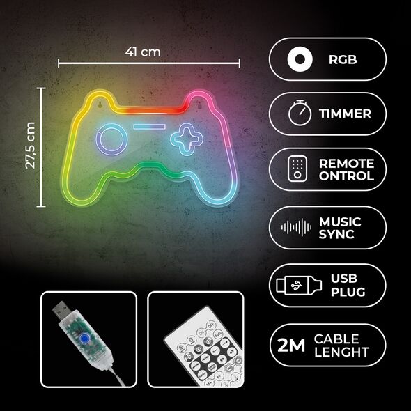 Neon LED RGB GAMEPAD FLRNE04 + RC Forever Light 5907457743212