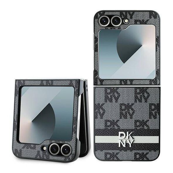 Original Case SAMSUNG GALAXY Z FLIP 6 DKNY Chequered Pattern Printed Stripes (DKHCZF6PCPTSSK) black 3666339322892