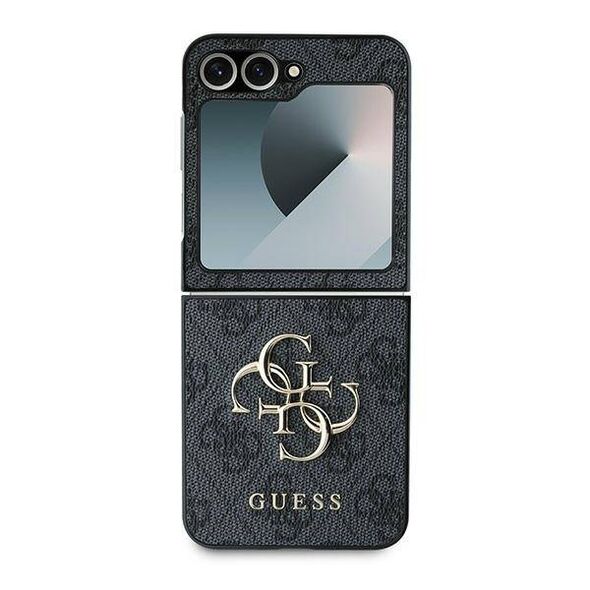 Original Case SAMSUNG GALAXY Z FLIP 6 Guess Hardcase Leather 4G Metal Logo (GUHCZF64GMGGR) black 3666339313128