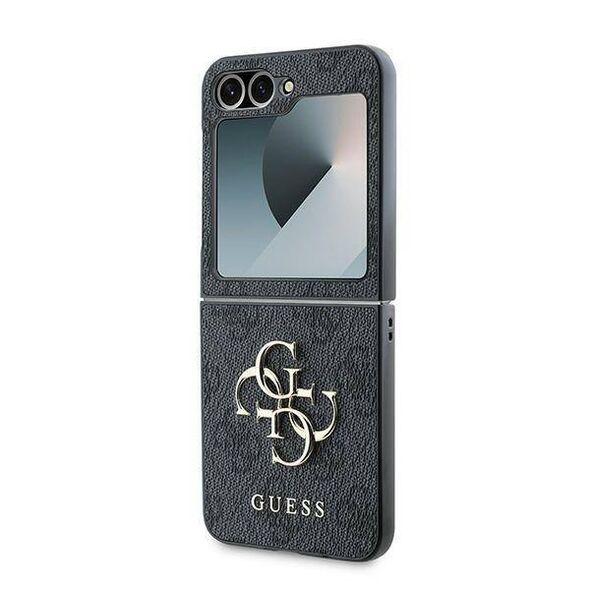 Original Case SAMSUNG GALAXY Z FLIP 6 Guess Hardcase Leather 4G Metal Logo (GUHCZF64GMGGR) black 3666339313128