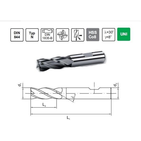 Fanar Frez trzpieniowy NFPA FI 5,0 13/57 Z4 HB6 HSSE DIN 844 - M2-120518-0050