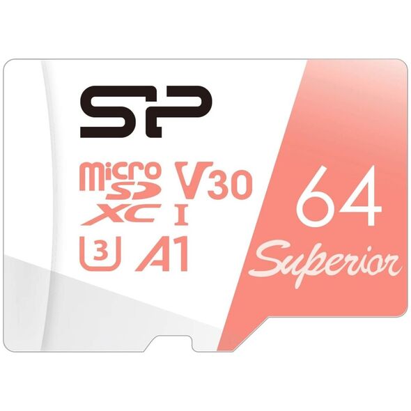 Karta Silicon Power Superior MicroSDXC 64 GB Class 10 UHS-I/U3 A1 V30 (SP064GBSTXDV3V20SP)