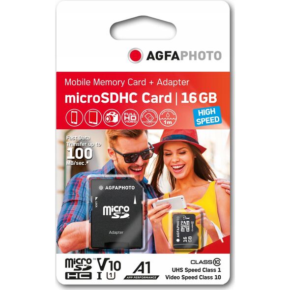 Karta AgfaPhoto SDHC MicroSDHC 16 GB Class 10 UHS-I/U1 A1 V10 (SB6030)