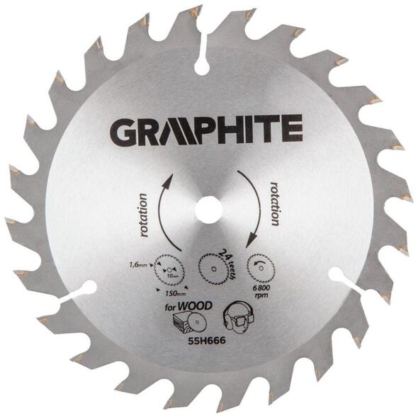 Graphite Tarcza do pilarki (Circular saw blades with HM tips 150x10mm, 1.6 mm , 24 teeth, Energy+)