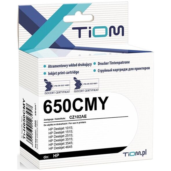 Tusz Tiom Tusz Tiom do HP 650CMY | CZ102AE | 8ml | color