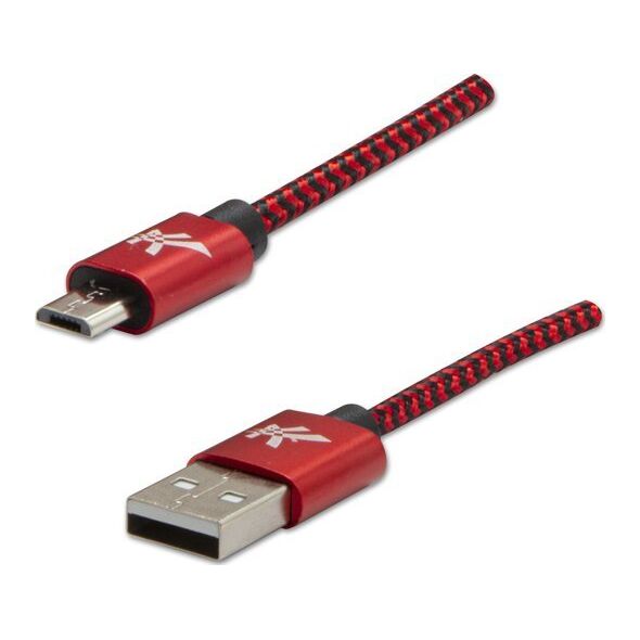 Kabel USB Logo USB-A - microUSB 1 m Czarno-czerwony