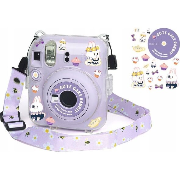 Pokrowiec LoveInstant Futerał Etui Case Pokrowiec Do Fujifilm Instax Mini 12 + Naklejki / Słodki Królik