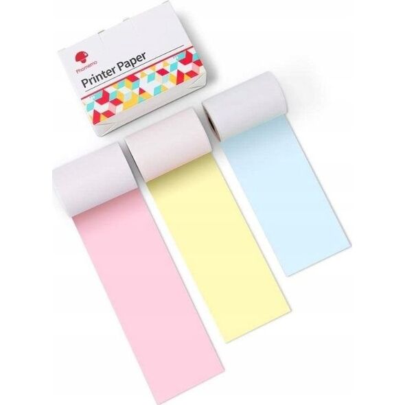 Phomemo Papier Wkłady Wkład Kolorowy 3x Rolka 53mm do Phomemo T02 M02 PRO M03 M04S / Q22-RMYPB