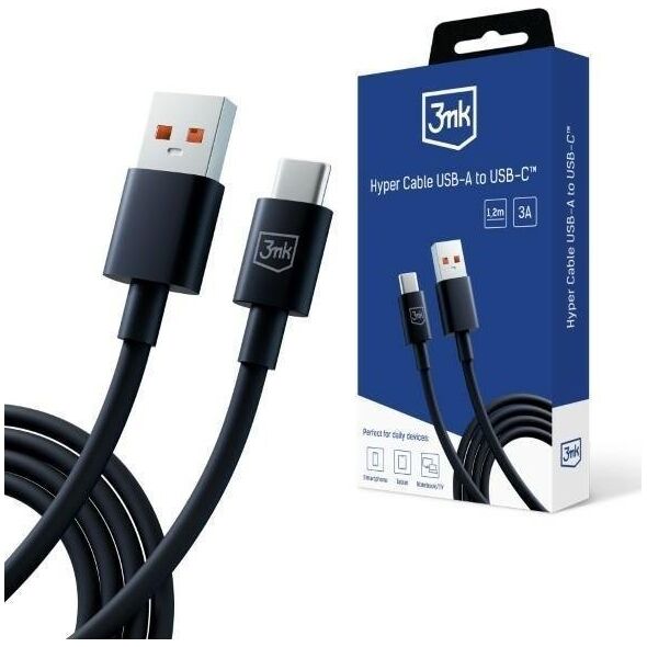 Kabel USB 3MK USB-A - USB-C 1.2 m Czarny (3M005894)