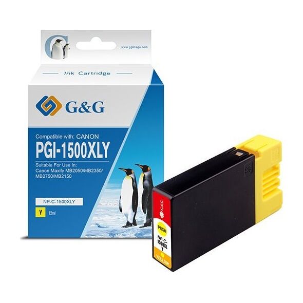 Tusz G&G kompatybilny ink / tusz z PGI 1500XL, NP-C-1500XLY/C, yellow