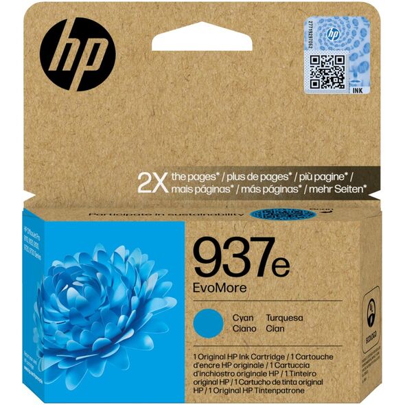 HP HP INC Atrament HP 937e EvoMore Cyan Original Ink Cartri