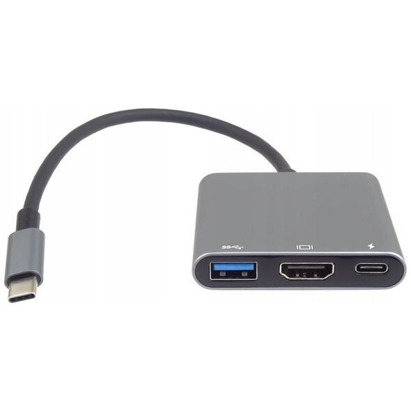 Adapter USB PremiumCord PremiumCord Adaptér USB-C na HDMI + USB3.0 + PD, rozlišení 4K a FULL HD 1080p