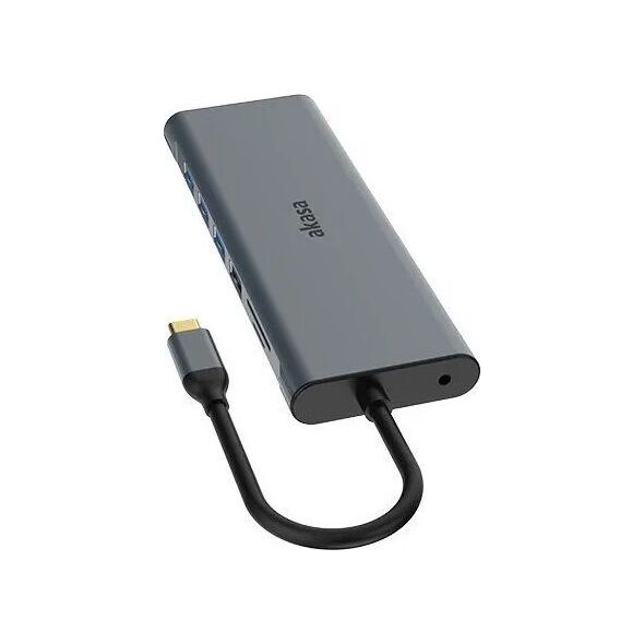 Akasa AKASA Dokovací stanice USB-C 14v1, USB-C (power+data), USB 2.0, 2xHDMI, VGA, RJ45, USB 3.2, čtečka karet, 3,5mm jack