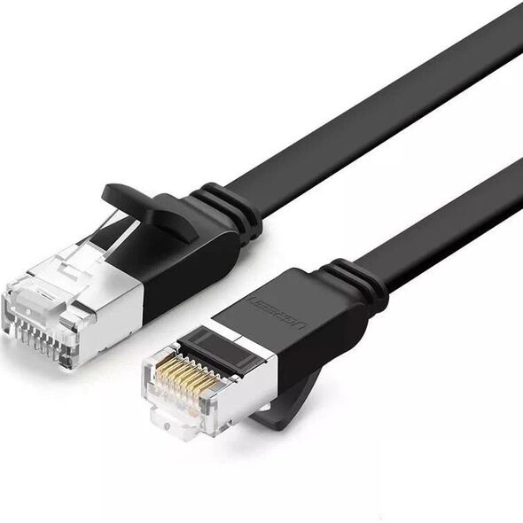 Ugreen Płaski kabel sieciowy z metalowymi wtyczkami, Ethernet RJ45, Cat.6, UTP, 3m (czarny)