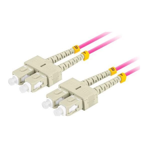 Lanberg PATCHCORD ŚWIATŁOWODOWY MM SC/UPC-SC/UPC DUPLEX 3.0MM OM4 50/125 LSZH 1M FIOLETOWY LANBERG