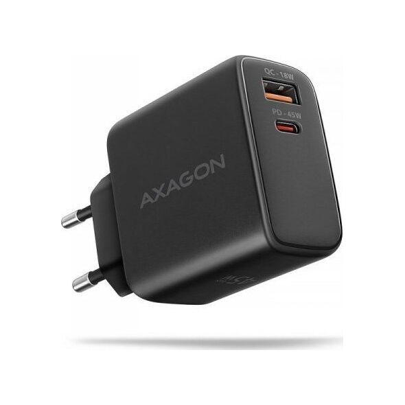 Ładowarka Axagon Ładowarka sieciowa ACU-PQ45 2-port QC3.0,4.0/AFC/FCP/PPS/Apple + PD type-C, 45W, Czarna