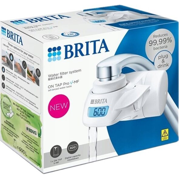 Brita Brita OnTap Pro V-MF vodní filtrační systém, kohoutkový filtr, 600 l, digitální displej, 3 nastavení