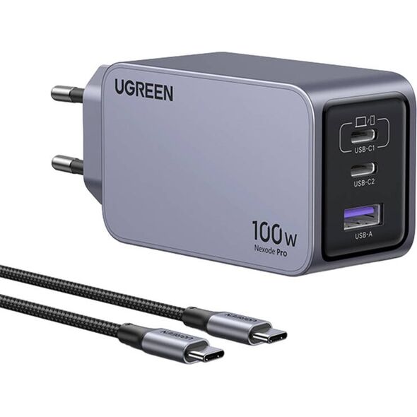 Ładowarka Ugreen Ładowarka sieciowa UGREEN Nexode Pro 100W GaN USB-A, 2xUSB-C szara