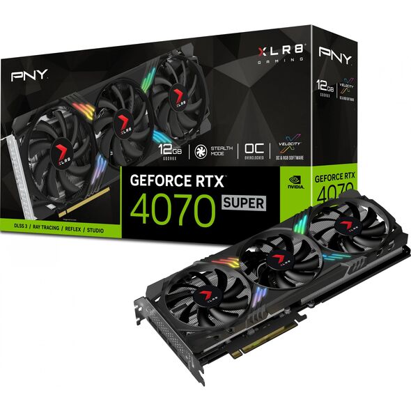 Karta graficzna PNY GeForce RTX 4070 SUPER XLR8 Gaming Verto Epic-X RGB OC 12GB GDDR6X (VCG4070S12TFXXPB1-O)