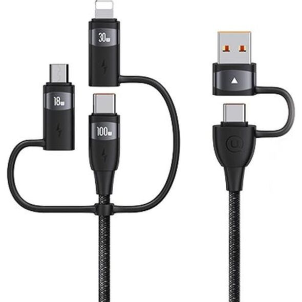 Usams Kabel USAMS US-SJ645 U85 USB-A+USB-C/USB-C, Lightning, microUSB 6w1 1,2m 100W PD Fast Charge czarny/black