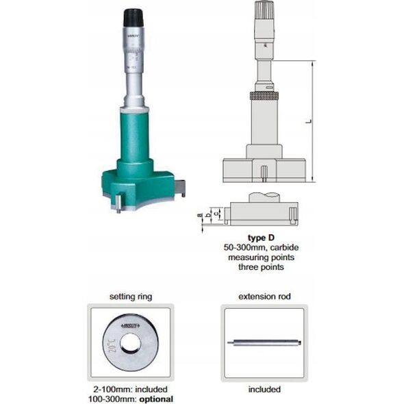 Insize SREDNICOWKA 3-PKT. ANALOG. 125-150