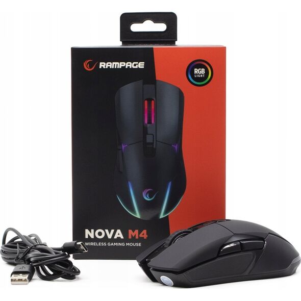 Mysz Rampage Rampage Mysz bezprzewodowa NOVA M4 gamingowa RGB USB Sensor optyczny czarna