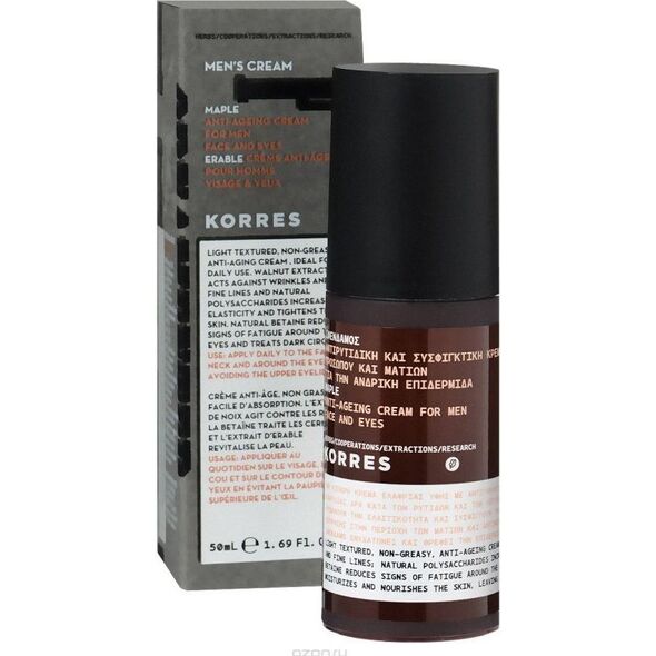 Korres Men's Cream Maple Anti-Ageing Cream krem przeciwzmarszczkowy do twarzy i pod oczy z syropem klonowym 50ml