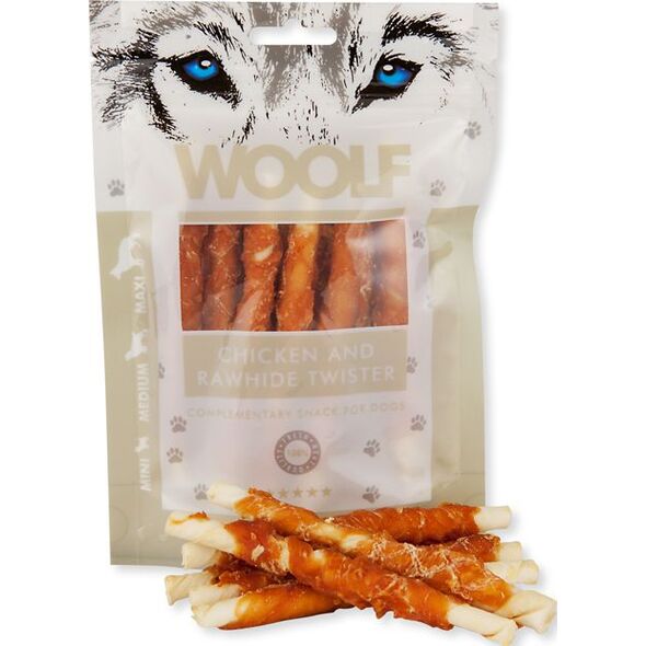 WOOLF  WOOLF 100g CHICKEN RAWHIDE TWISTER