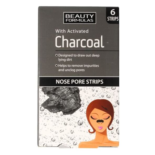 Beauty Formulas Charcoal Płatki oczyszczające na nos z aktywnym węglem 6szt.