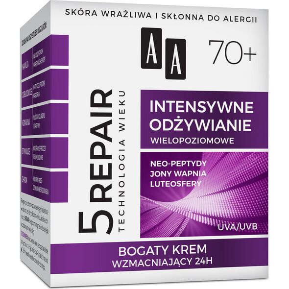 AA Technologia Wieku 5Repair 70+ Intensywne Odżywianie Krem intensywnie regenerujący na dzień i noc 50ml