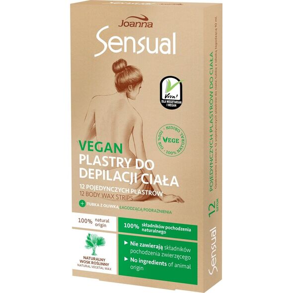 Joanna Sensual plastry do depilacji ciała vegan naturalny wosk roślinny 12szt