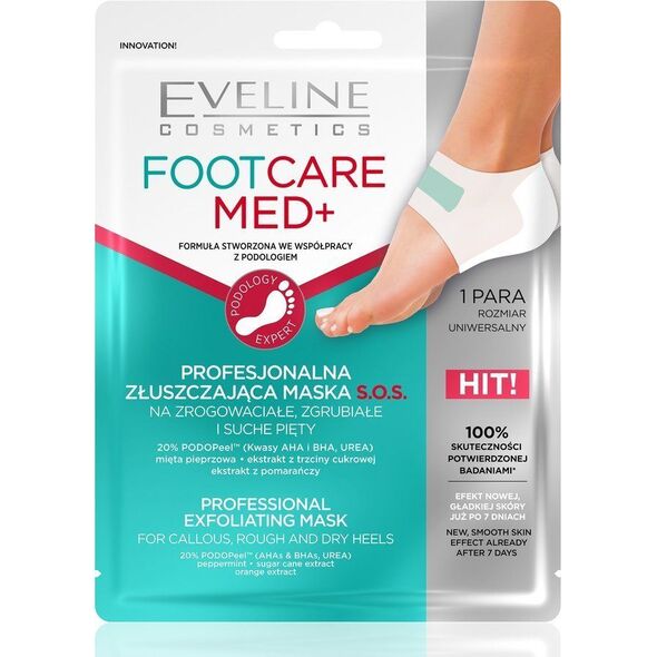 Eveline Eveline Foot Care Med+ Profesjonalna Złuszczająca Maska płachtowa S.O.S na pięty 1 para