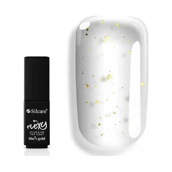 Silcare SILCARE_Flexy She's Gold Top Coat preparat do paznocki z drobinkami w kolorze złota 4,5 g