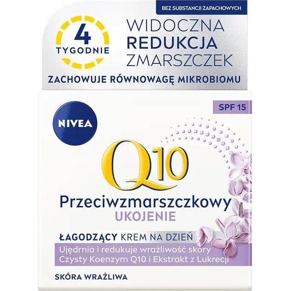 Nivea Q10 Przeciwzmarszczkowy łagodzący krem na dzień do skóry wrażliwej SPF15 50ml