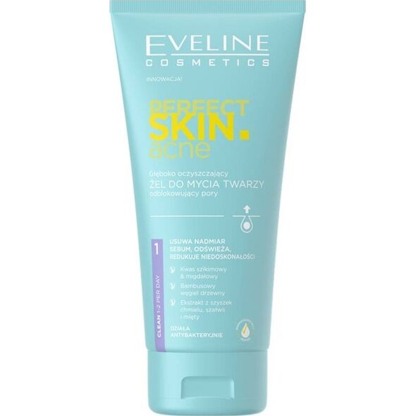 Eveline Perfect Skin.acne Głęboko Oczyszczający Żel do mycia twarzy odblokowujący pory 150 ml