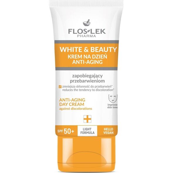 Floslek FLOSLEK Pharma White&Beauty Krem na dzień Anti-Aging zapobiegający przebarwieniom SPF50+ 50ml