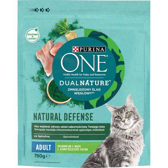 PURINA NESTLE PURINA One DualNature Natural Defense Adult - sucha karma dla kota - 750 g