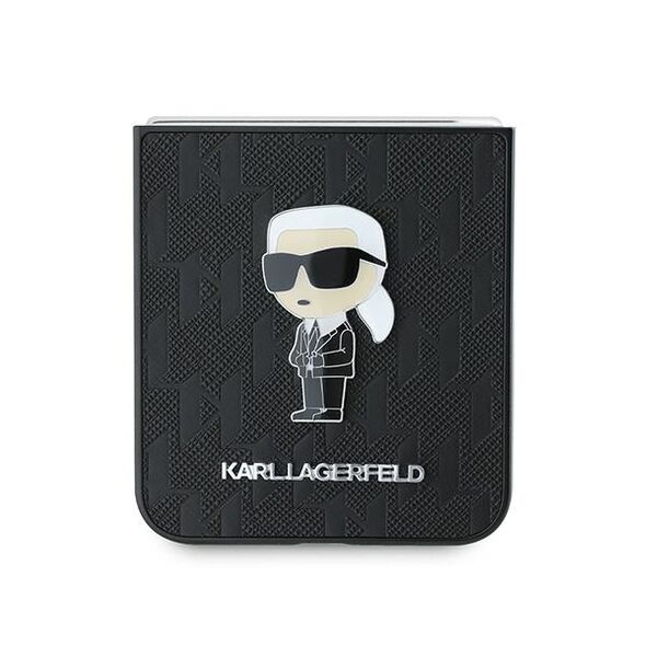 Karl Lagerfeld case for Samsung Galaxy Z Flip6 KF002201 black Saffiano Monogram Ikonik Pin 3666339322519