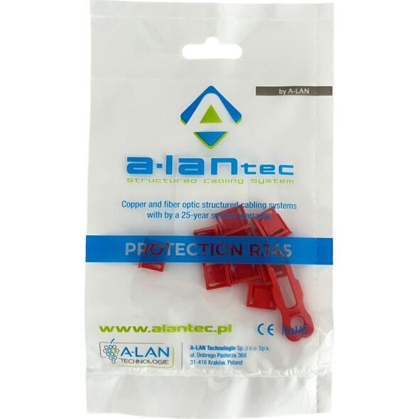 Alantec Blokada gniazda USB przed nieautoryzowanym wpięciem, kolor czerwony (opakowanie 10 szt. + klucz) ALANTEC